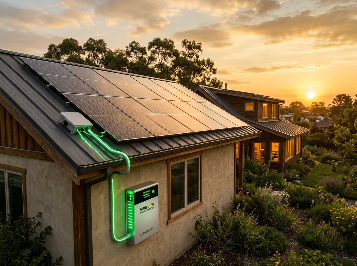 Zonnepanelen battery groene flow